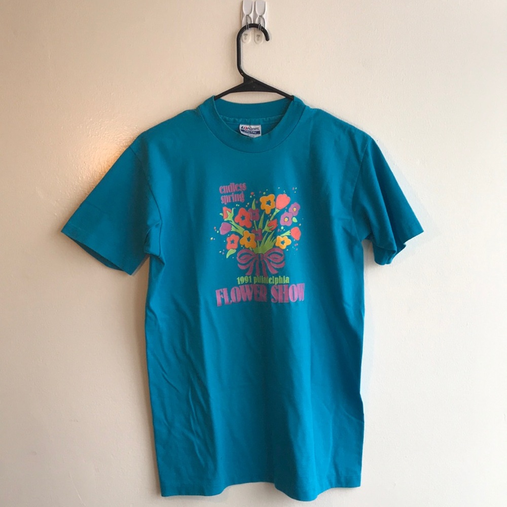 Teal Vintage Floral Print T-Shirt